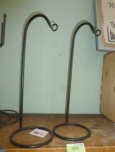 lot 403 image: TWO 18 inch ornament or globe hangers