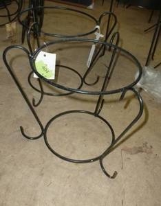 lot 404 image: TWO metal plant stands for 10 inch diameter pots