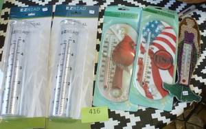 lot 416 image: TWO replacement rain gauges and 3 thermometers
