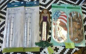 lot 417 image: TWO replacement rain gauges and 3 thermometers