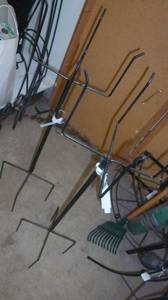lot 419 image: TWO metal plant stands with spikes