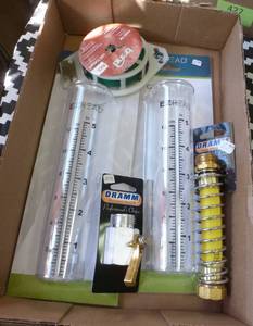 lot 431 image: TWO replacement rain gauges, hose connectors and twist tie wire