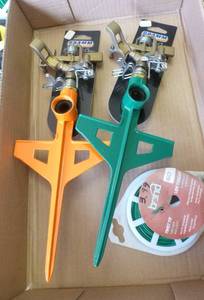 lot 435 image: TWO heavy duty lawn sprinklers and twist tie wire