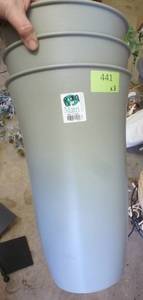 lot 441 image: THREE tall plastic planters