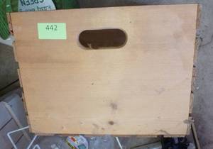 lot 442 image: Wood crate full of misc dcor