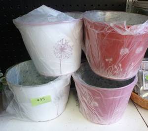 lot 445 image: FOUR metal fun design planters
