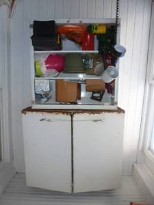 lot 578 image: Porch contents including metal cabinets on wall