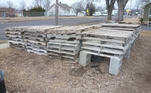 lot 556 image: 38 wood pallets in front of greenhouse