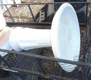 lot 624 image: Terracotta with White glaze bird bath