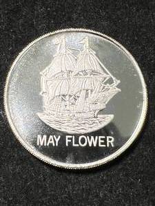 1 TROY OZ .999 FINE SILVER MAYFLOWER ROUND