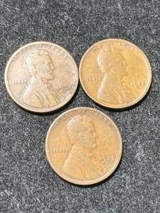 3 US WHEAT CENTS 1925P-D-S