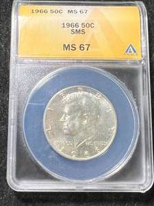 1966 US KENNEDY HALF DOLLAR ANACS MS67