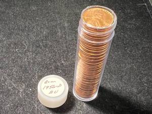 ROLL OF 50 US 1956-D WHEAT CENTS ALL GEM BU