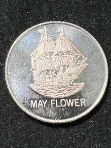1 TROY OZ .999 FINE SILVER MAYFLOWER ROUND