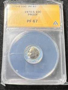 1970-S US PROOF ROOSEVELT DIME ANACS PF67