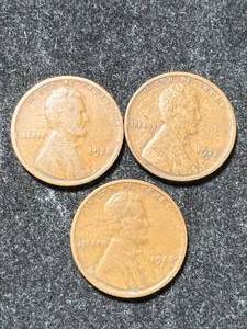 3 US WHEAT CENTS 1928P-D-S