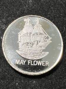 1 TROY OZ .999 FINE SILVER MAYFLOWER ROUND