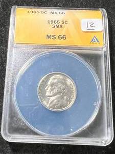 1965 US JEFFERSON NICKEL ANACS MS66