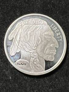 1 TROY OZ .999 FINE SILVER BUFFALO INDIAN ROUND
