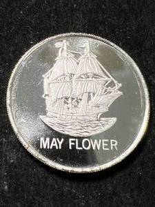 1 TROY OZ .999 FINE SILVER MAYFLOWER ROUND