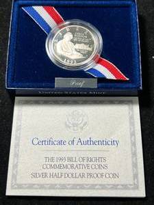1993 US BILL OF RIGHTS COMMEM PROOF SILVER HALF DOLLAR