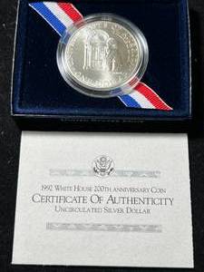 1992 US 200TH ANNIVERSARY WHITE HOUSE SILVER DOLLAR