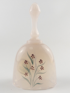 lot 31J image: FENTON Pink Opaline Floral Painted Glass Bell 