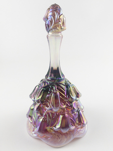 lot 32A image: FENTON Iridescent Plum Opalescent Carnival Glass Lily of the Valley Temple Bell