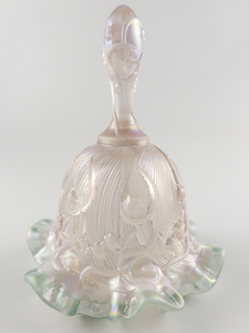 lot 32B image: FENTON Champagne Opalescent Emerald Crest Glass Lily of the Valley Bell
