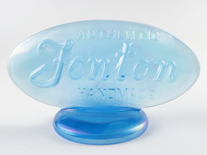 lot 35B image: FENTON Celeste Blue Glass Authentic Fenton Handmade Oval Sign 