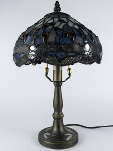 lot 6 image: 14 Tiffany Style Blue Dragonfly Table Lamp