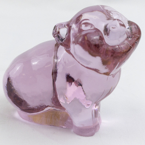 lot 24C image: FENTON Pink Glass Sitting Pig Figurine