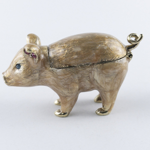 lot 59 image: Monet Enamel Jeweled Pig Trinket Box