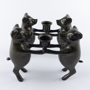 lot 68 image: Set of Two Vintage Bronze Candle Holders