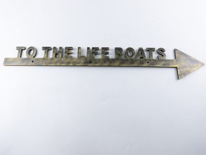 lot 133 image: TO THE LIFE BOATS Heavy Brass Metal Wall Hanging