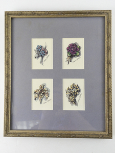 lot 134 image: NOLAN MILLER Four Floral Bouquet Painting Picture Frame