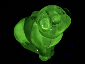lot 24B image: FENTON Uranium Glass Sitting Pig Figurine