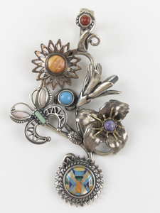 Tenorio, Cody S, Veronica Dine Collaboration Large Multi Gemstone Brass, Sterling Silver, & Copper Enhancer. ***Estimated Replacement value $400***