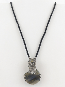 lot 3 image: Mens Dragon Labradorite sterling and 18K yellow gold Slide Pendant on Rope Necklace.. Estimated Replacement value $350