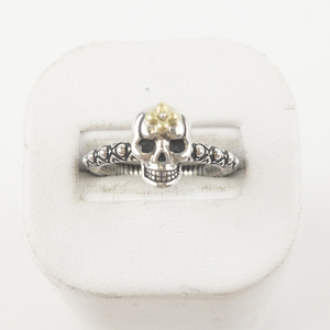 Barbara Bixby Skull Sterling And 18K Yellow Gold Ring. Size 7 - 7.25.