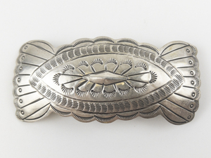 Large Stamped sterling silver Hair Barrette.