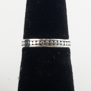 lot 26 image: Classic Flat Dotted Sterling Silver Band. Size 6.75 - 7.
