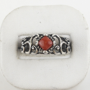 lot 28 image: Carolyn Pollack  Red Coral Sterling Silver Ring. Size 6.25 - 6.5.