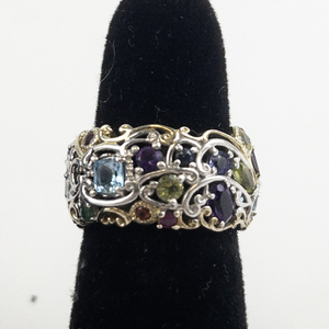lot 34 image: Gem En Vouge  Multi-Gemstone Sterling Silver Band. Size 6.75 - 7.