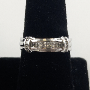 lot 48 image: Princess Cut & Round Cz Sterling Silver Ring. Size 10 - 10.25.