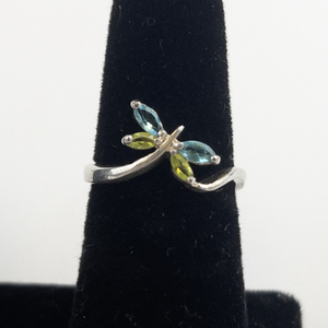 lot 53 image: Multi-Gemstone Butterfly Sterling Silver Ring. Size 8 - 8.25.