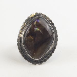 lot 57 image: Large Fire Agate Sterling Silver Ring. Size 8 - 8.25.