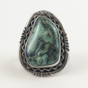 lot 60 image: Large Turquoise Sterling Silver Statement Ring . Size 6 - 6.25.