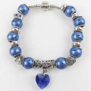 lot 62 image: Blue & Silver Beaded Sterling Silver Beaded Bracelet.