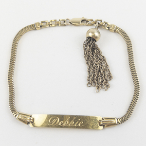 lot 63 image: Debbie Gold Filled Name Plate Bracelet.